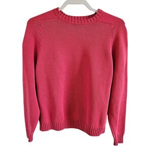 Lands End Woman Size MP Dark Pink 100% Cotton Sweater Beach Colorful Preppy
